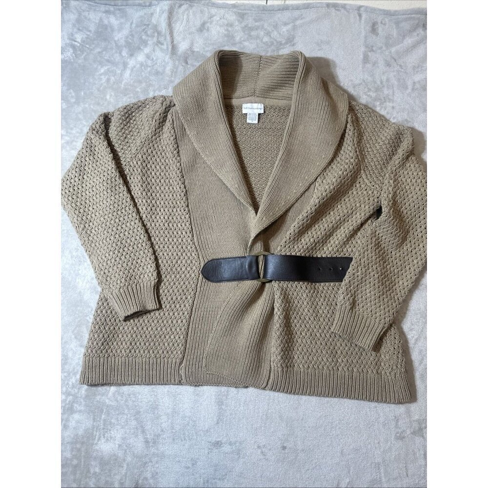 Women’s Soft Surroundings Knitted Cardigan Sweater Belted Brown Plus 1X - Picture 4 of 14